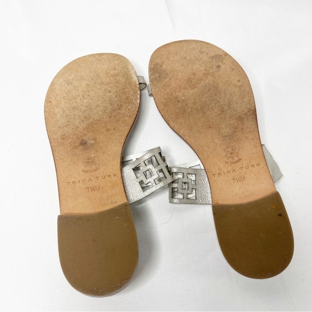 Trina Turk Metallic Leather Sandals Size 7.5 - Picture 5 of 6